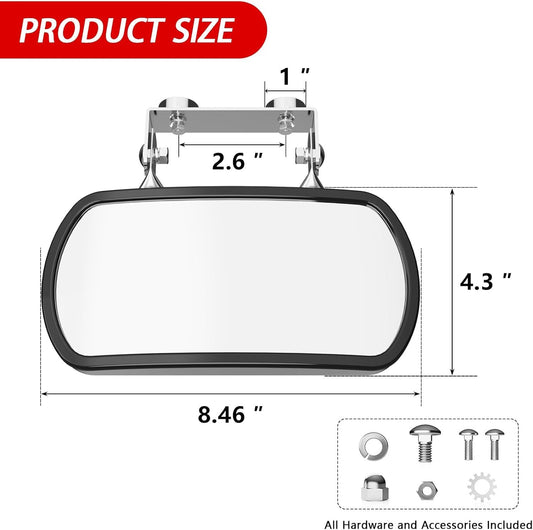 Magnetic Tractor Mirror, Rearview and Side Mirrors for Tractors, Forklifts, Golf Cart, Fit for John Deere, Kubota, Convex Mirror with U-Bracket, Screw-on or Magnets Installation,no Vibration