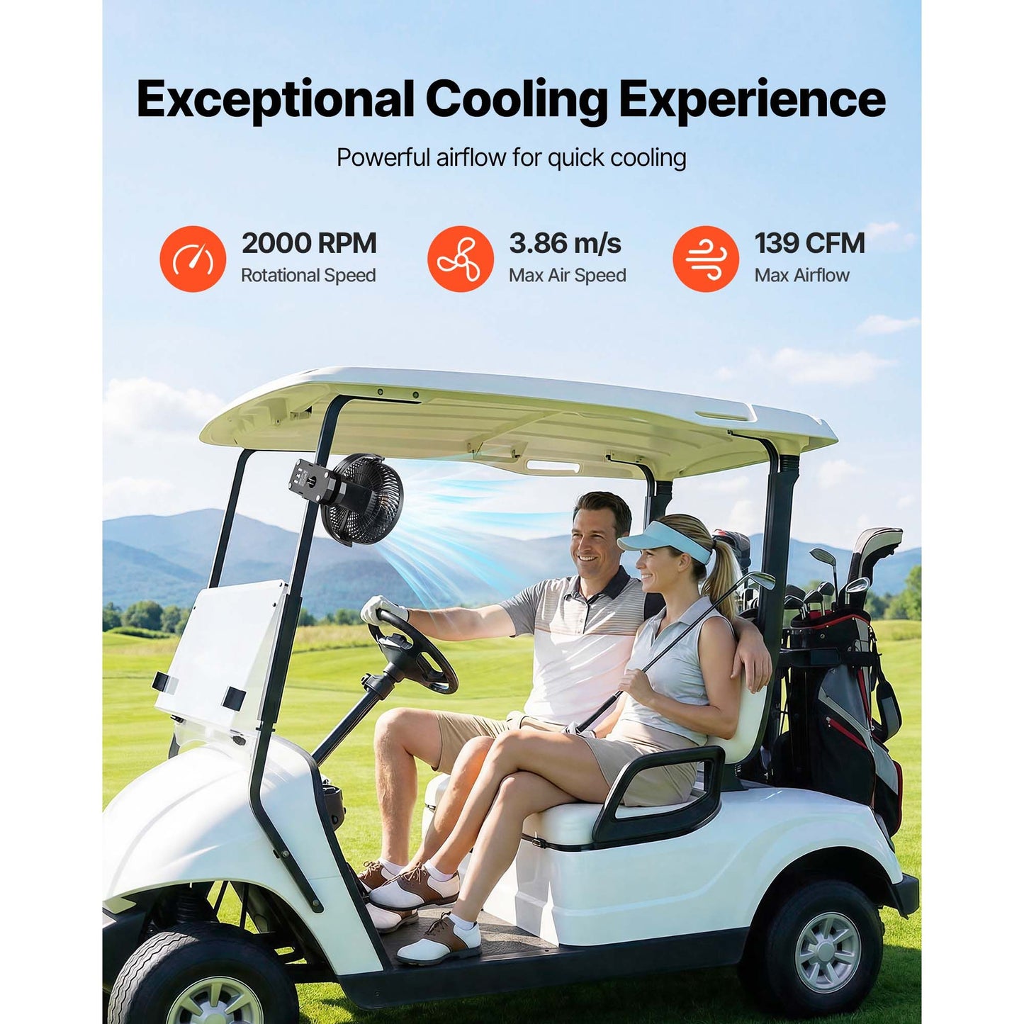 Portable Clip Fan, Rechargeable Clip On Fan, USB Port with 3 Speeds & Circulation Mode, Strong Airflow Sturdy Clamp, Long Runtime for Desk, Golf Cart, Outdoor Camping Treadmill, Office, Black