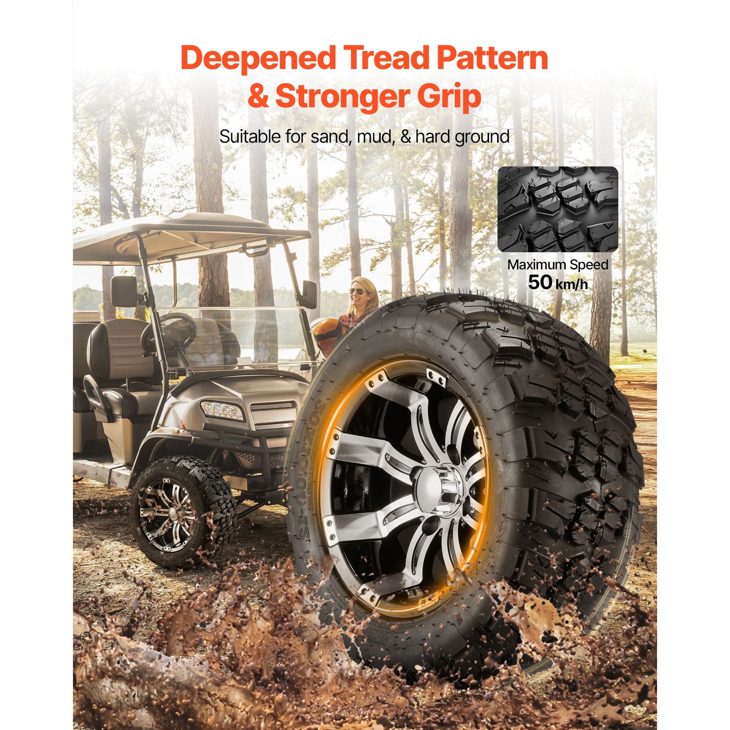 Golf Cart Wheels, 12" 20x10-12 Black Aluminum Alloy Golf Cart Tires and Wheels Combo (Set of 4) Fit Club Car, EZGO, Yamaha, 4 Ply Rubber 4-Lug Lawn Mower Tires & Rims, 800 lbs Load, All-Terrain