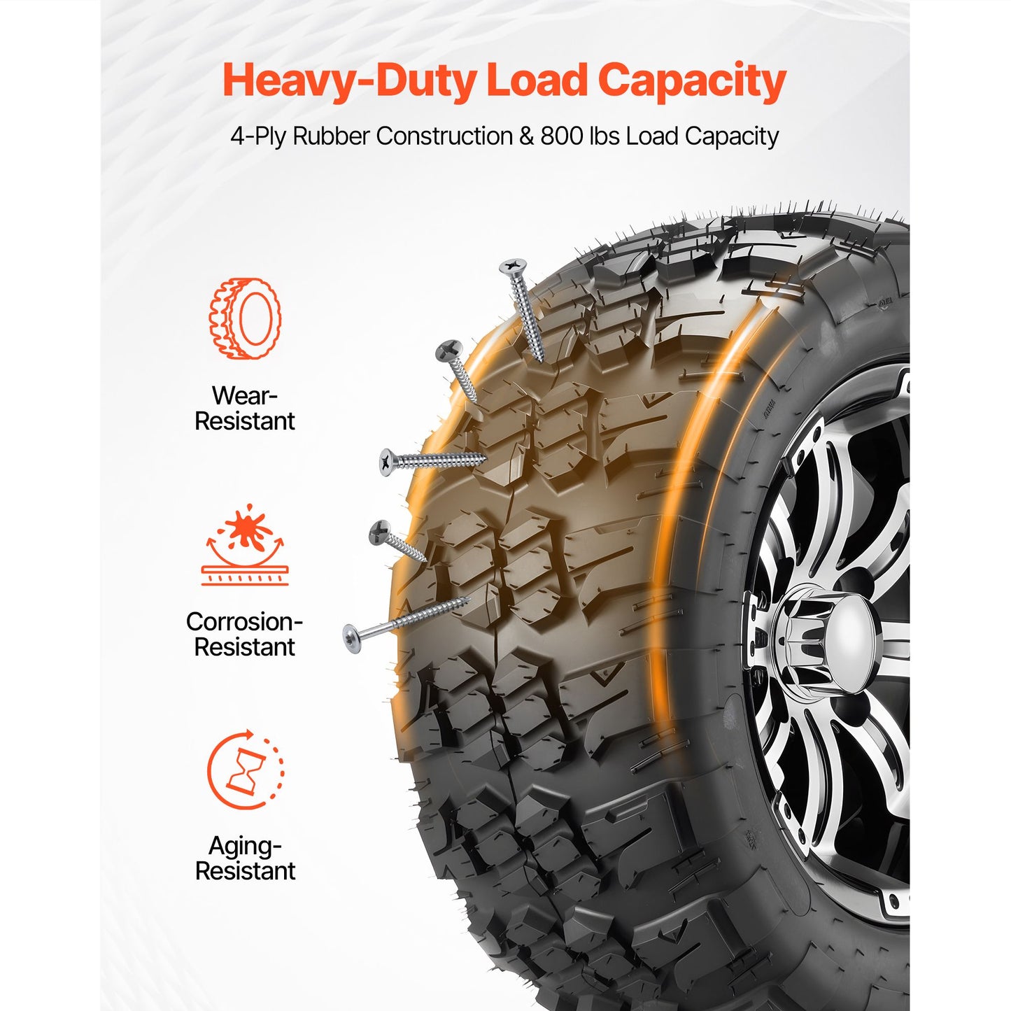 Golf Cart Wheels, 12" 20x10-12 Black Aluminum Alloy Golf Cart Tires and Wheels Combo (Set of 4) Fit Club Car, EZGO, Yamaha, 4 Ply Rubber 4-Lug Lawn Mower Tires & Rims, 800 lbs Load, All-Terrain