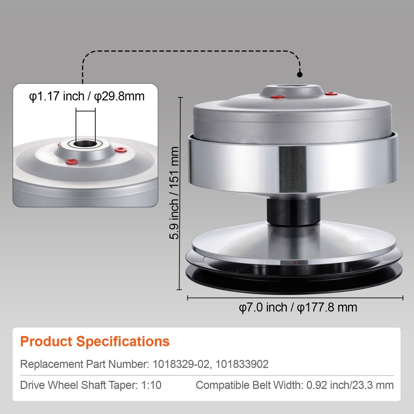 Golf Cart Drive Clutch Fits for Club Car DS 1997-2015 and Precedent 2004-2015, Primary Drive Clutch Assembly, Replace# 1018329-02/101833902