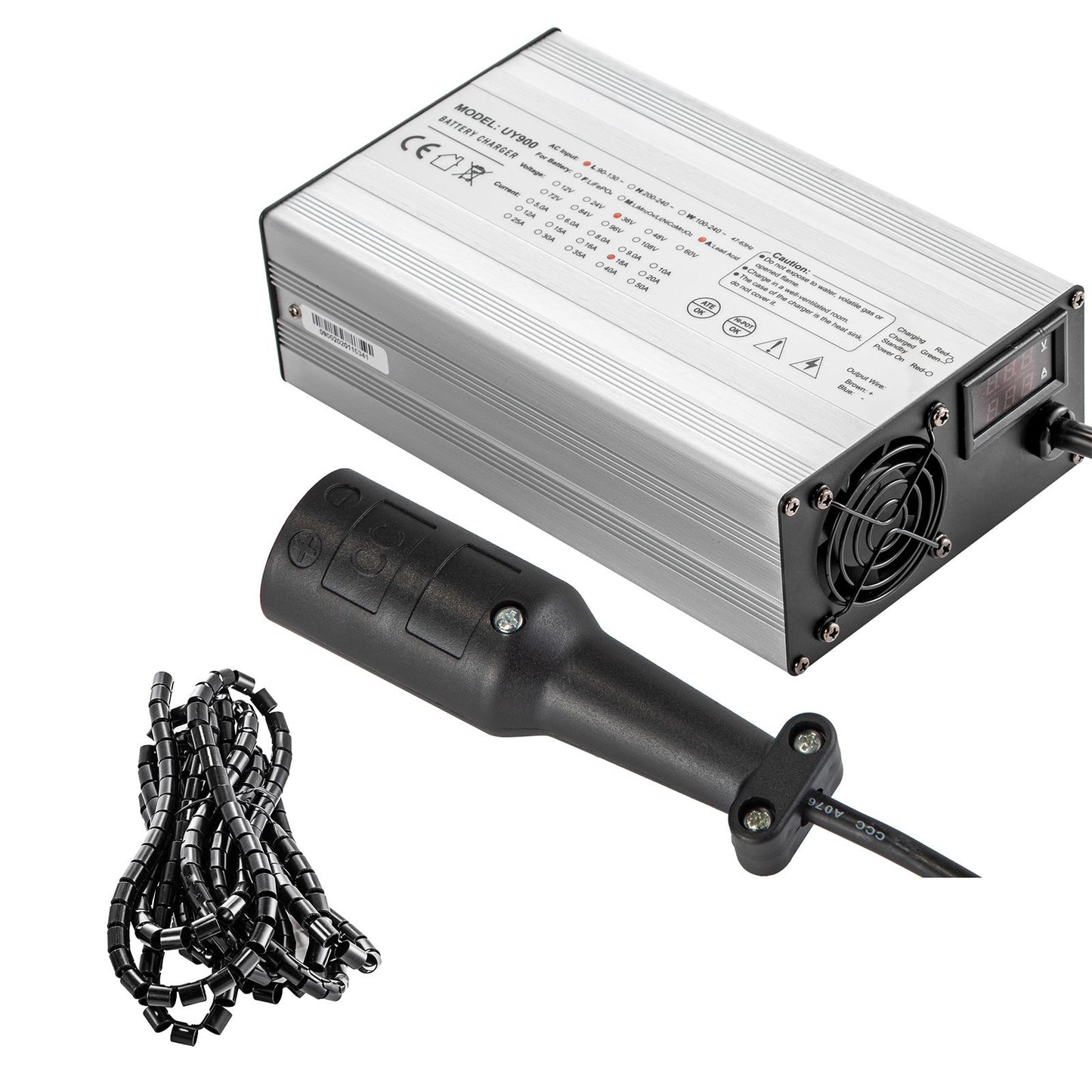 Golf Cart Battery Charger 48V Club Car Charger 15A Golf Cart Electric Charger 3 Pin Plug Round/LED Club Car Battery Charger Aluminum Shell Power Wise Golf Cart Battery Charger for Ez Go Yamaha