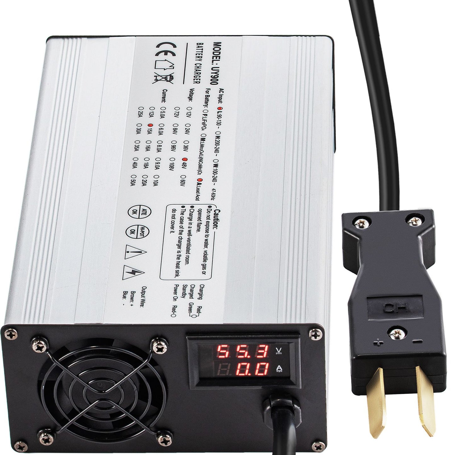 Golf Cart Battery Charger 36V Club Car Charger 18A Golf Cart Electric Charger Splayed Plug/LED Club Car Battery Charger Aluminum Shell Power Wise Golf Cart Battery Charger for Ez Go Yamaha