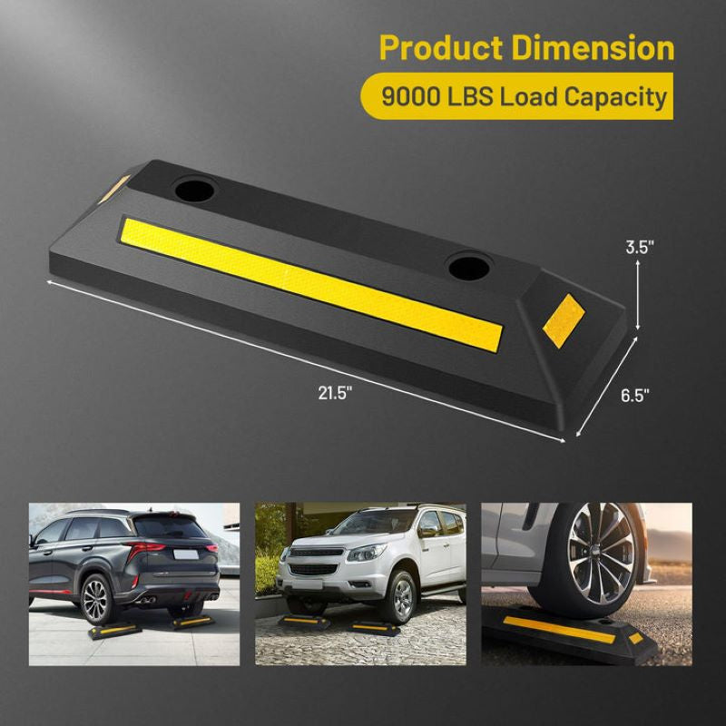 Garage Wheel Stopper with Reflective Stripes for Parking Block