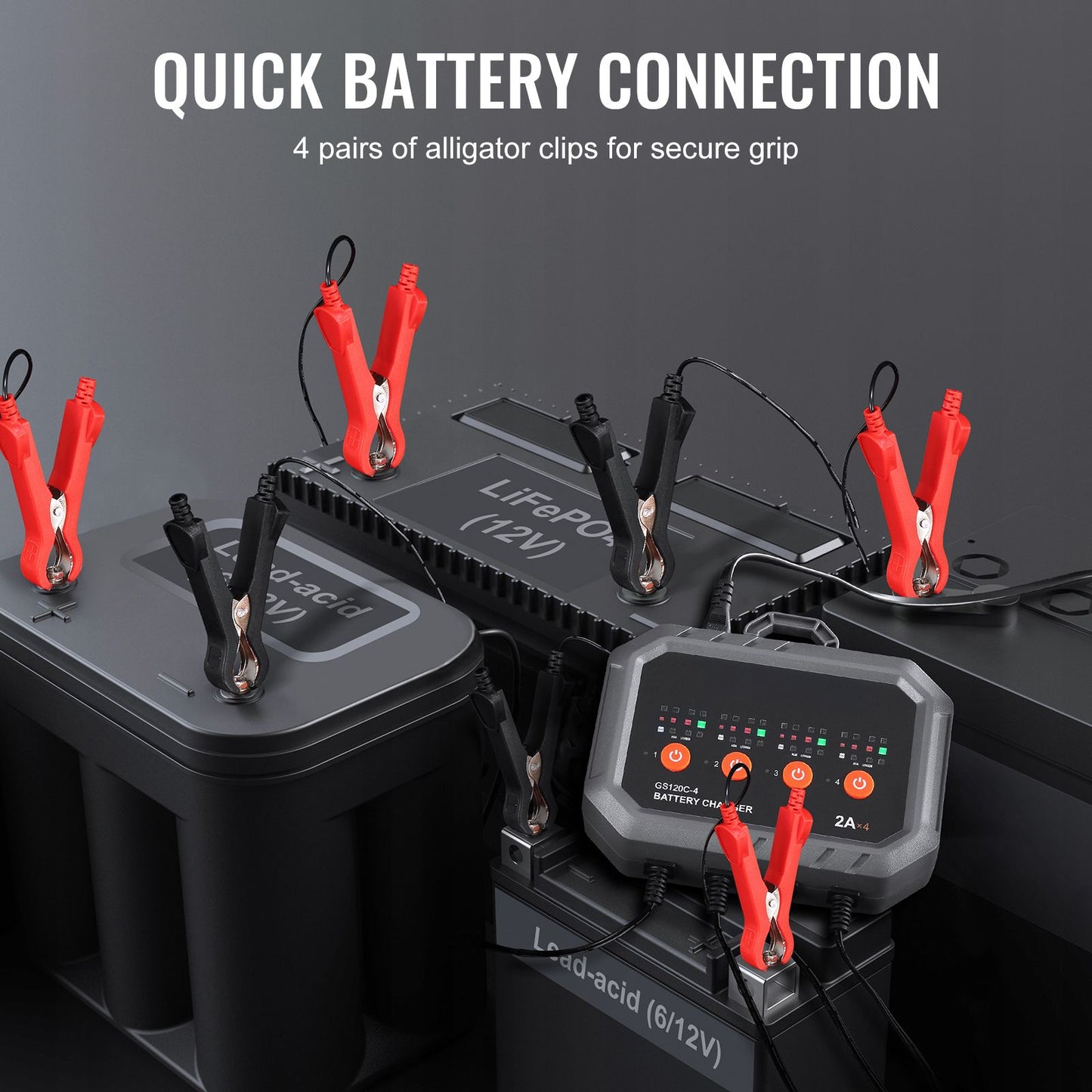 Smart Battery Charger, 8-Amp, LiFePO4 Lead-Acid (AGM / Gel / SLA) Car Battery Charger, Fully-Automatic Charger Maintainer for Boat Motorcycle Lawn Mower Golf Cart Marine Deep Cycle
