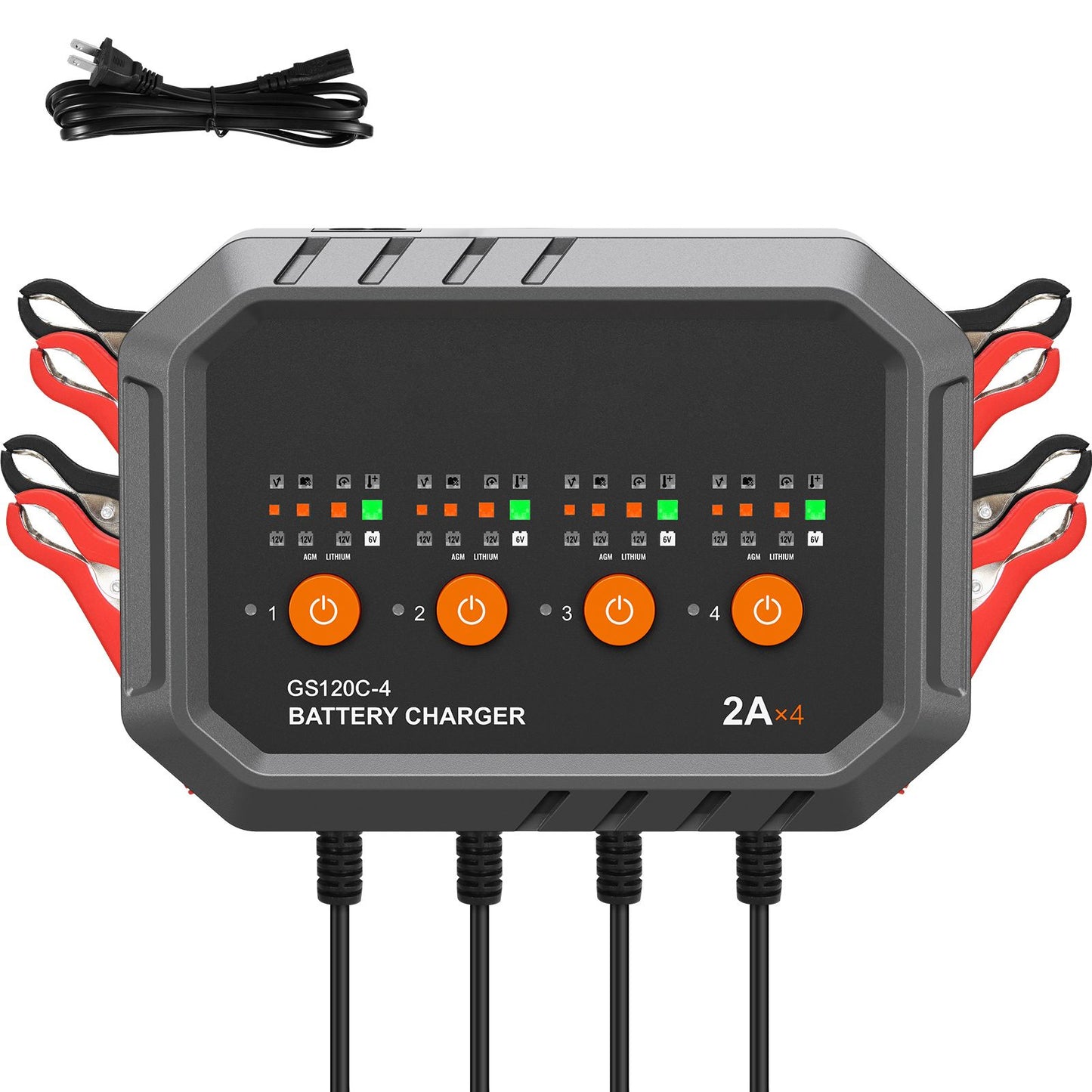 Smart Battery Charger, 8-Amp, LiFePO4 Lead-Acid (AGM / Gel / SLA) Car Battery Charger, Fully-Automatic Charger Maintainer for Boat Motorcycle Lawn Mower Golf Cart Marine Deep Cycle
