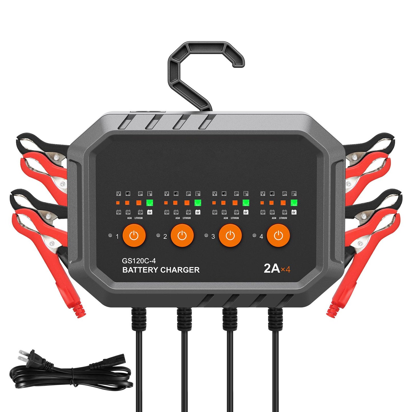 Smart Battery Charger, 8-Amp, LiFePO4 Lead-Acid (AGM / Gel / SLA) Car Battery Charger, Fully-Automatic Charger Maintainer for Boat Motorcycle Lawn Mower Golf Cart Marine Deep Cycle