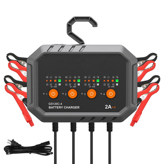 Smart Battery Charger, 8-Amp, LiFePO4 Lead-Acid (AGM / Gel / SLA) Car Battery Charger, Fully-Automatic Charger Maintainer for Boat Motorcycle Lawn Mower Golf Cart Marine Deep Cycle