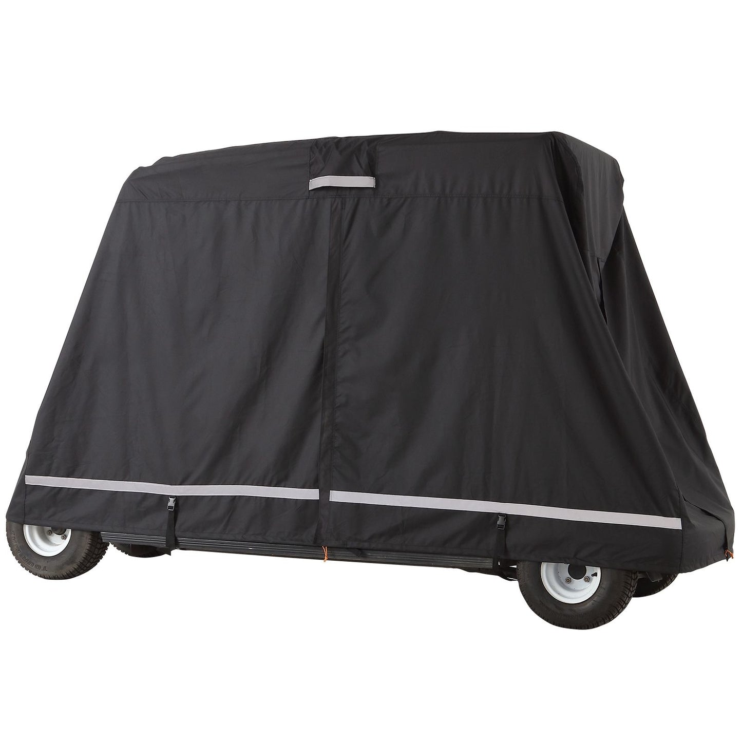 2+2 Passenger Golf Cart Cover, 600D Polyester Full Cover, Suitable for 2+2 Seats Golf Carts, Waterproof, Sunproof, and Dustproof Outdoor Golf Cart Cover with Three Zipper Doors, Black