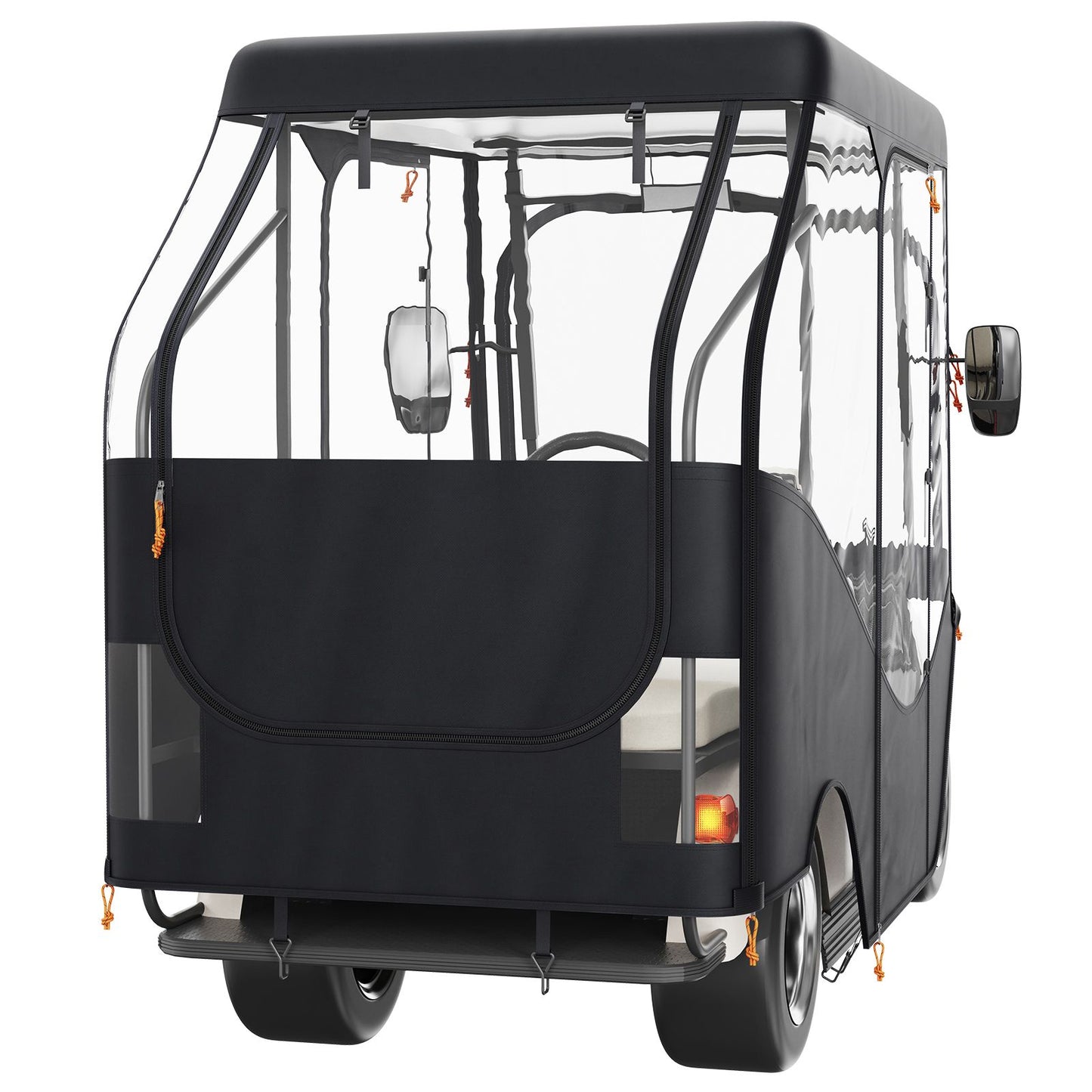 Golf Cart Enclosure, 420D Polyester Driving Enclosure with 4-Sided Transparent Windows, 4 Passenger Club Car Covers for 2+2 Passenger Golf Carts, Sunproof and Dustproof Outdoor Cart Cover