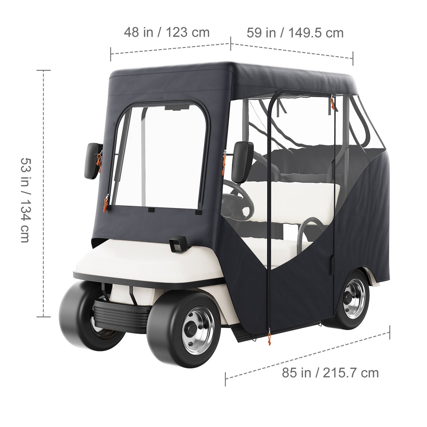 Golf Cart Enclosure, Polyester Driving Enclosure, Club Car Covers Suitable for 2-Seater Golf Carts, Sunproof and Dustproof Outdoor Cart Cover