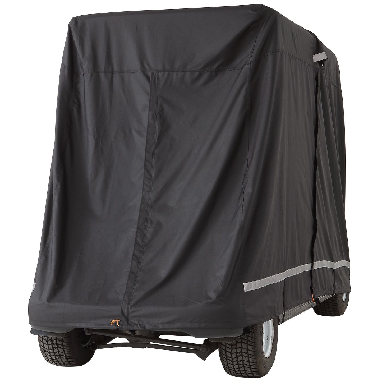 2+2 Passenger Golf Cart Cover, 600D Polyester Full Cover, Suitable for 2+2 Golf Carts, Waterproof, Sunproof, and Dustproof Outdoor Golf Cart Cover with Three Zipper Doors, Black