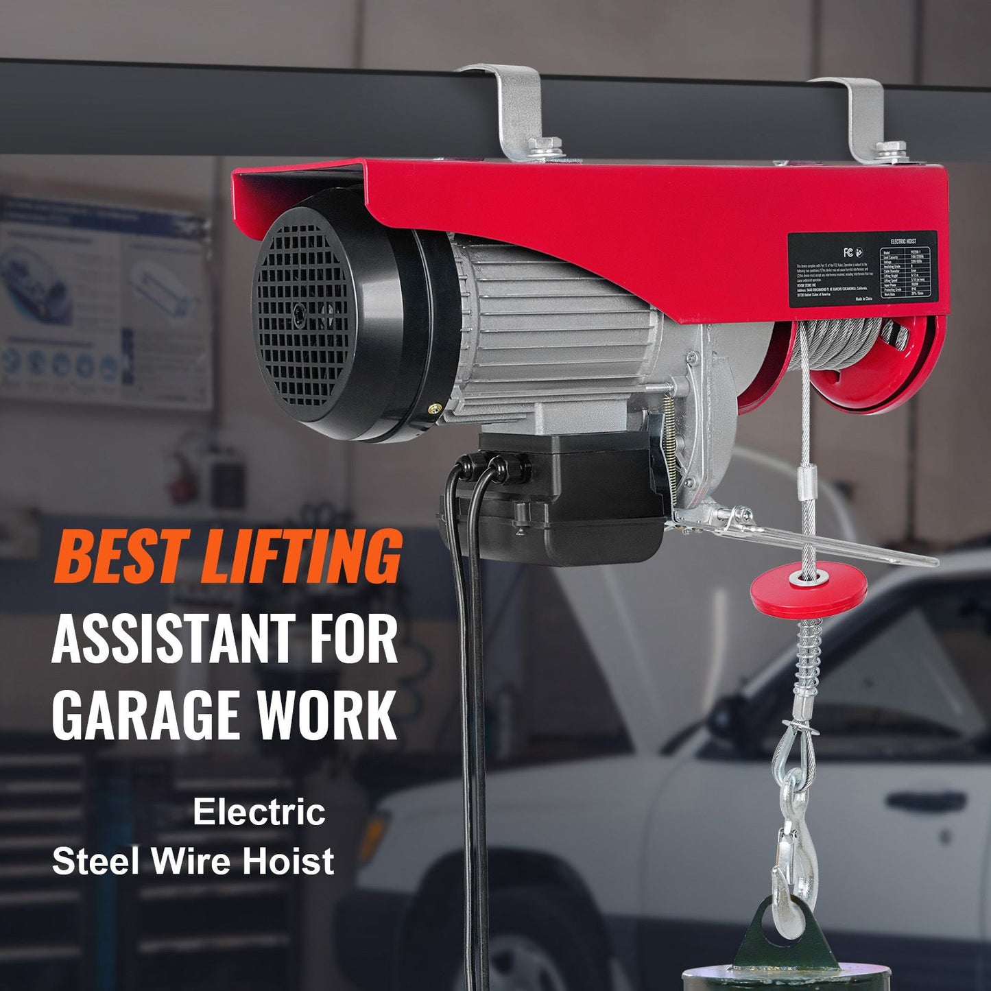 880lbs Electric Hoist with 14ft Wired Remote Control, 110V Electric Hoist Attic Lift 20-40 FT Lifting Height for Garage Attic Warehouse Factory