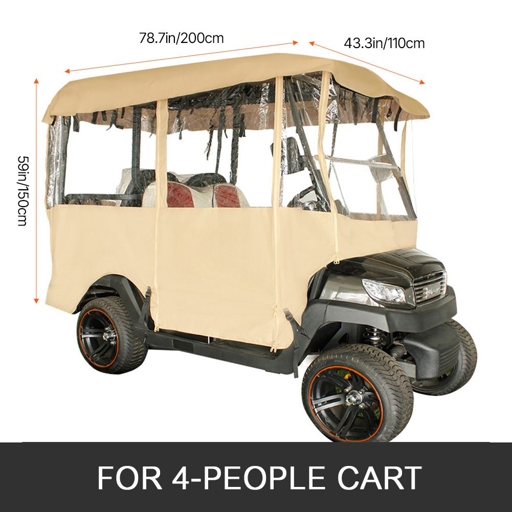 Golf Cart Enclosure, with 4-Sided Fairway Deluxe, 300D Waterproof Driving Enclosure with Transparent Windows, Fit for 2+2 Seats Golf Carts (Roof Up to 78.7''L)