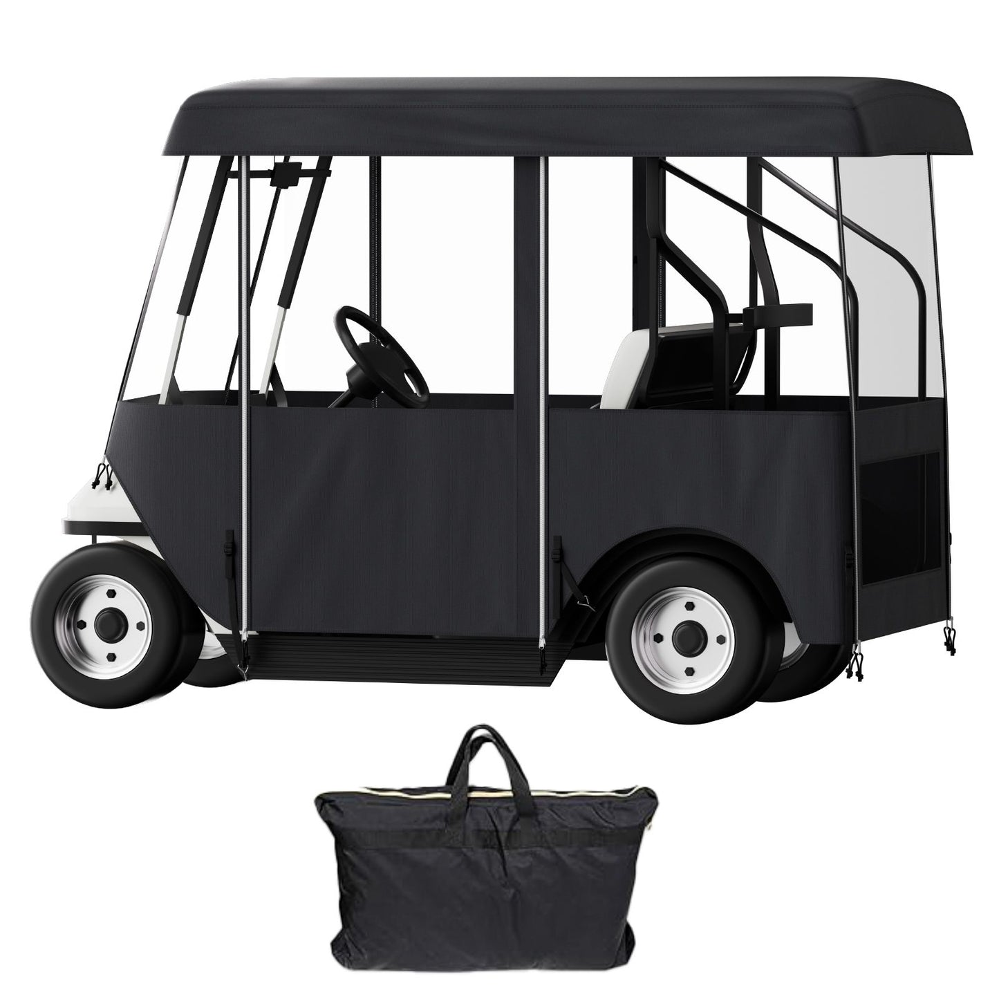 Golf Cart Enclosure, Polyester Driving Enclosure, Club Car Covers Universal Fits for 2+2 Passenger Golf Carts, Sunproof and Dustproof Outdoor Cart Cover