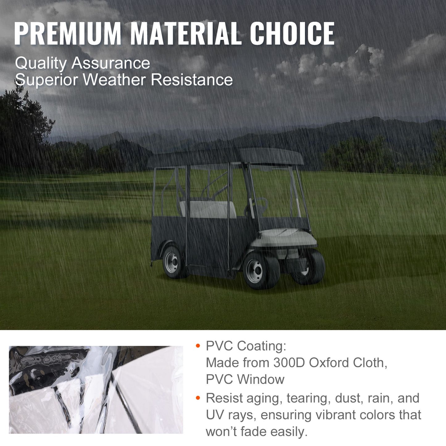 Golf Cart Enclosure, Polyester Driving Enclosure, Club Car Covers Universal Fits for 2+2 Passenger Golf Carts, Sunproof and Dustproof Outdoor Cart Cover