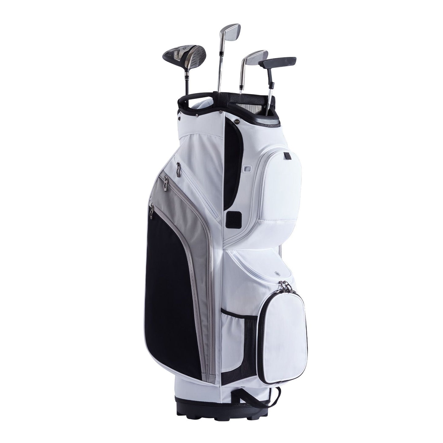 Golf Cart Bag with 14 Way Organizer Divider Top, 36' 13 Pockets Premium Nylon Cart Bag, Durable Golf Bags with Handles & Dust Cover & Detachable Straps for Men & Women, White Color-Block