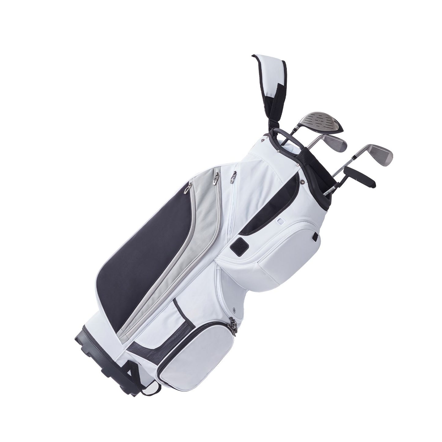 Golf Cart Bag with 14 Way Organizer Divider Top, 36' 13 Pockets Premium Nylon Cart Bag, Durable Golf Bags with Handles & Dust Cover & Detachable Straps for Men & Women, White Color-Block