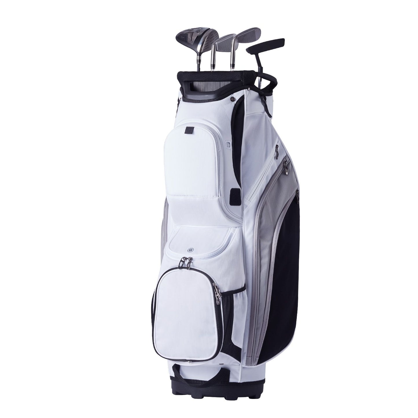 Golf Cart Bag with 14 Way Organizer Divider Top, 36' 13 Pockets Premium Nylon Cart Bag, Durable Golf Bags with Handles & Dust Cover & Detachable Straps for Men & Women, White Color-Block