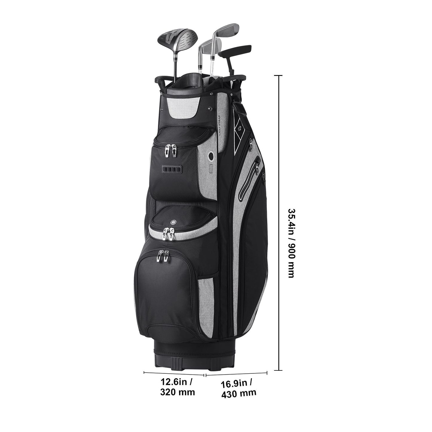 Golf Cart Bag with 14 Way Organizer Divider Top, 36' 13 Pockets Premium Cart Bag, Durable Golf Bags with Handles & Dust Cover & Detachable Straps for Men & Women, Black Color-Block