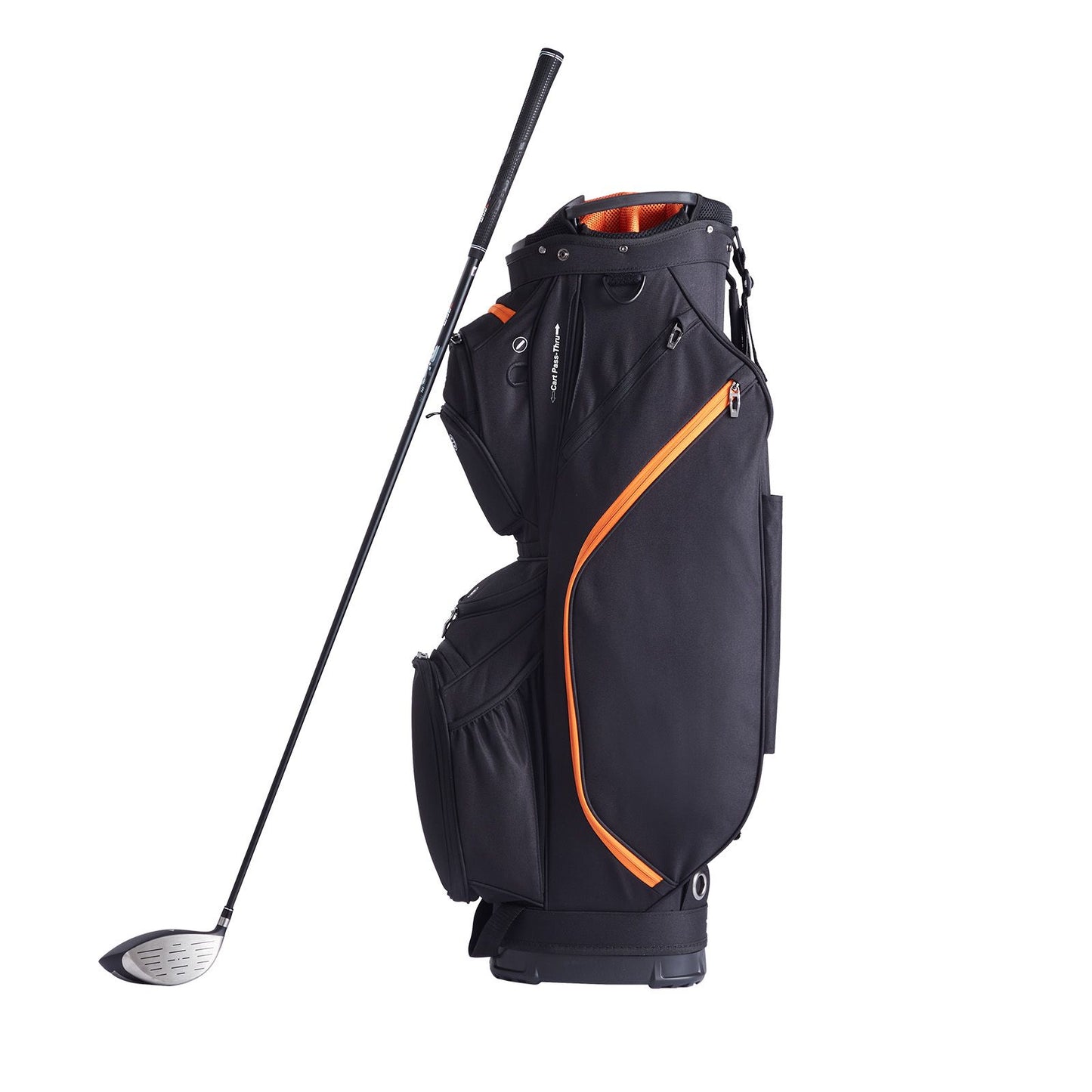 Golf Cart Bag with 14 Way Organizer Divider Top, 36' 13 Pockets Premium Cart Bag, Durable Golf Bags with Handles & Dust Cover & Detachable Straps for Men & Women, Black & Orange