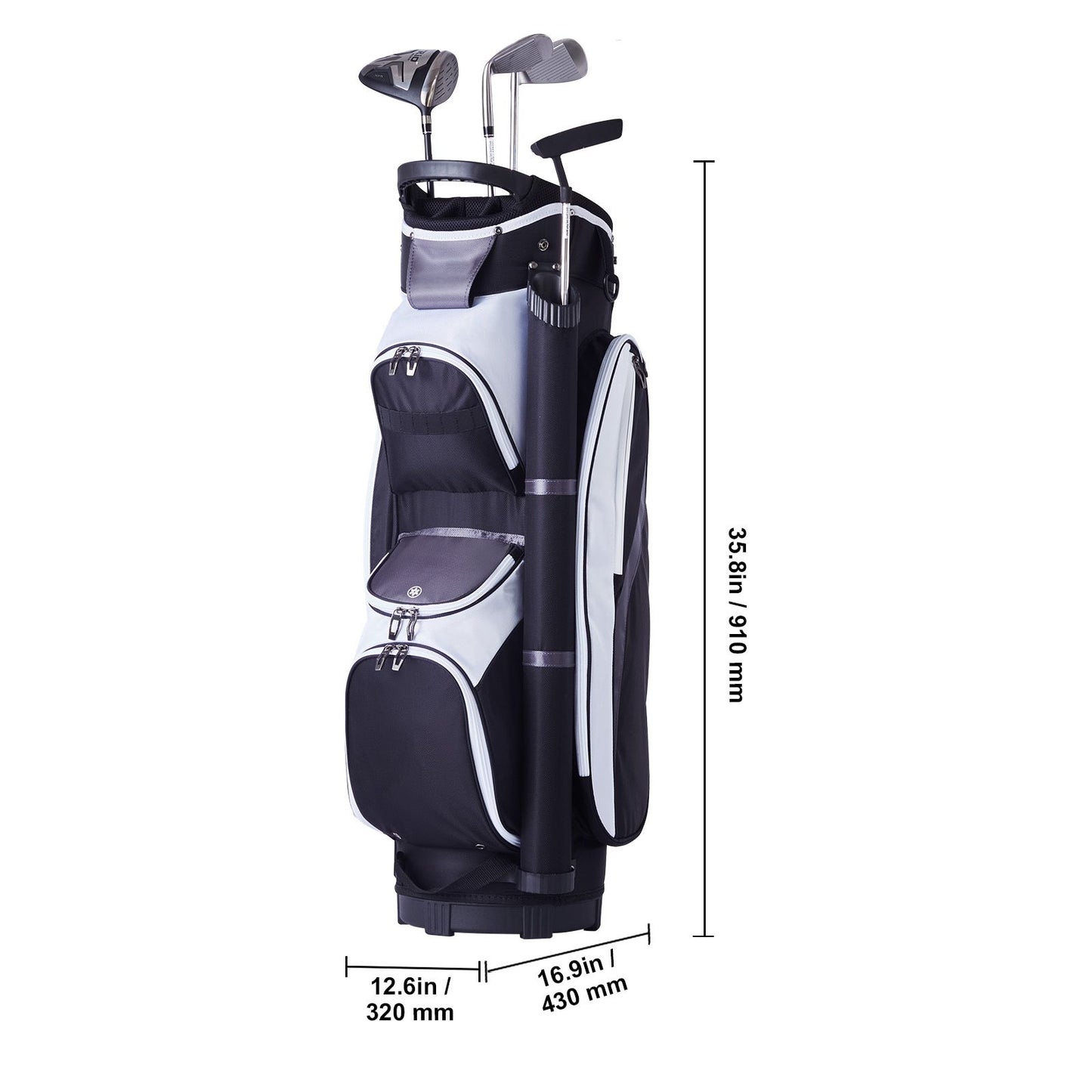 Golf Cart Bag with 14 Way Organizer Divider Top, 36' Multiple Pockets Premium Nylon Cart Bag, Durable Golf Bags with Handles & Dust Cover & Detachable Straps for Men & Women, Black Color-Block