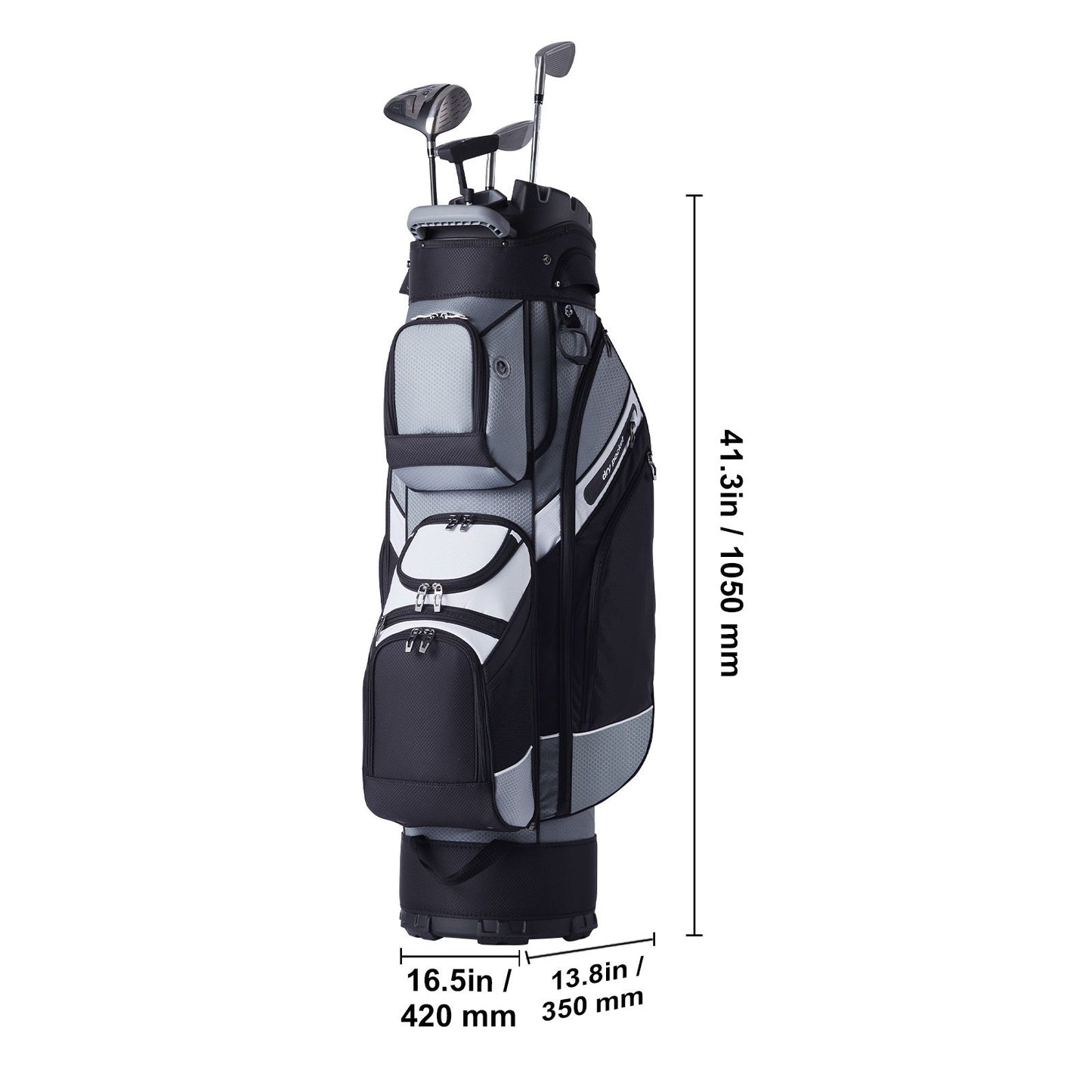 Golf Cart Bag with 14 Way Organizer Divider Top, 41' 13 Pockets Premium Nylon Cart Bag, Durable Golf Bags with Handles & Dust Cover & Detachable Straps for Men & Women, Black Color-Block