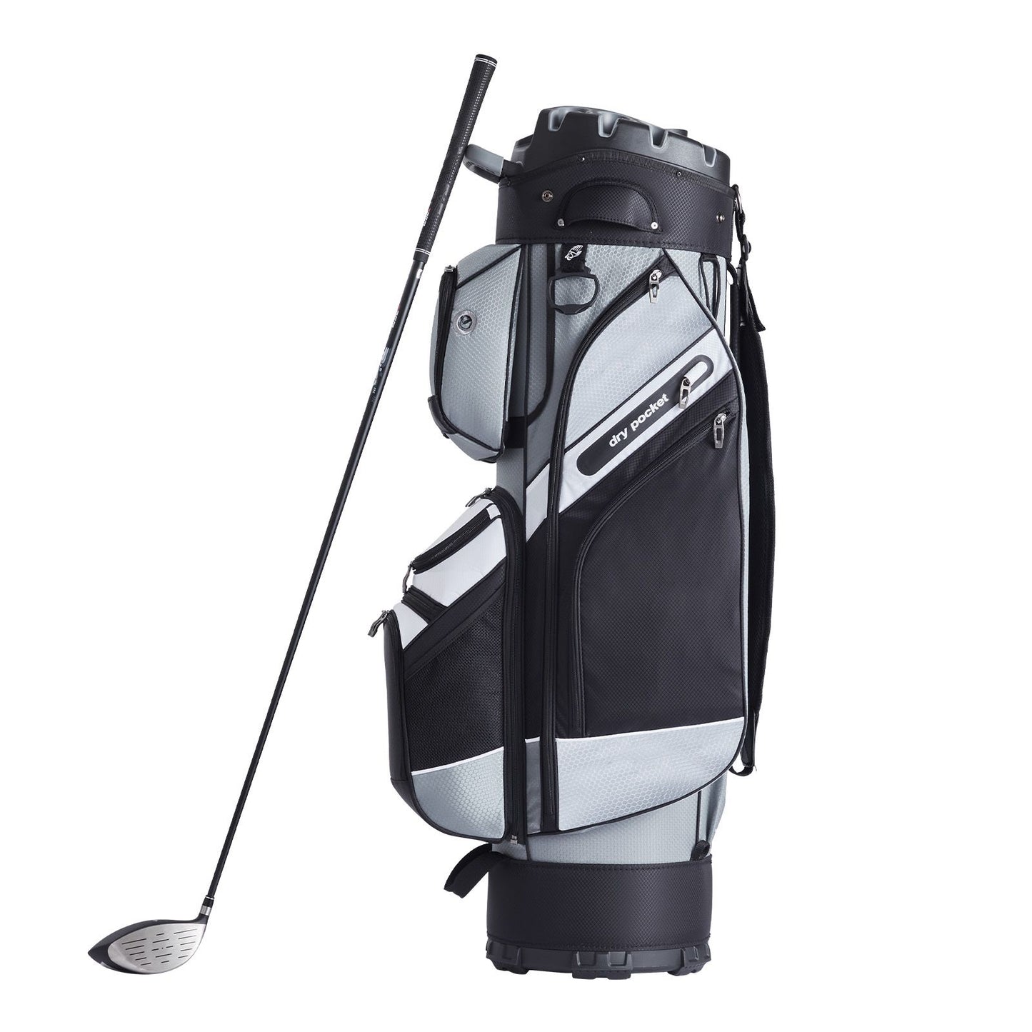 Golf Cart Bag with 14 Way Organizer Divider Top, 41' 13 Pockets Premium Nylon Cart Bag, Durable Golf Bags with Handles & Dust Cover & Detachable Straps for Men & Women, Black Color-Block