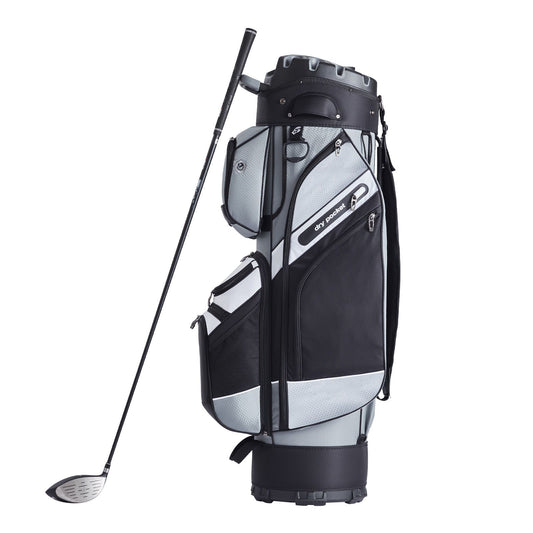 Golf Cart Bag with 14 Way Organizer Divider Top, 41' 13 Pockets Premium Nylon Cart Bag, Durable Golf Bags with Handles & Dust Cover & Detachable Straps for Men & Women, Black Color-Block