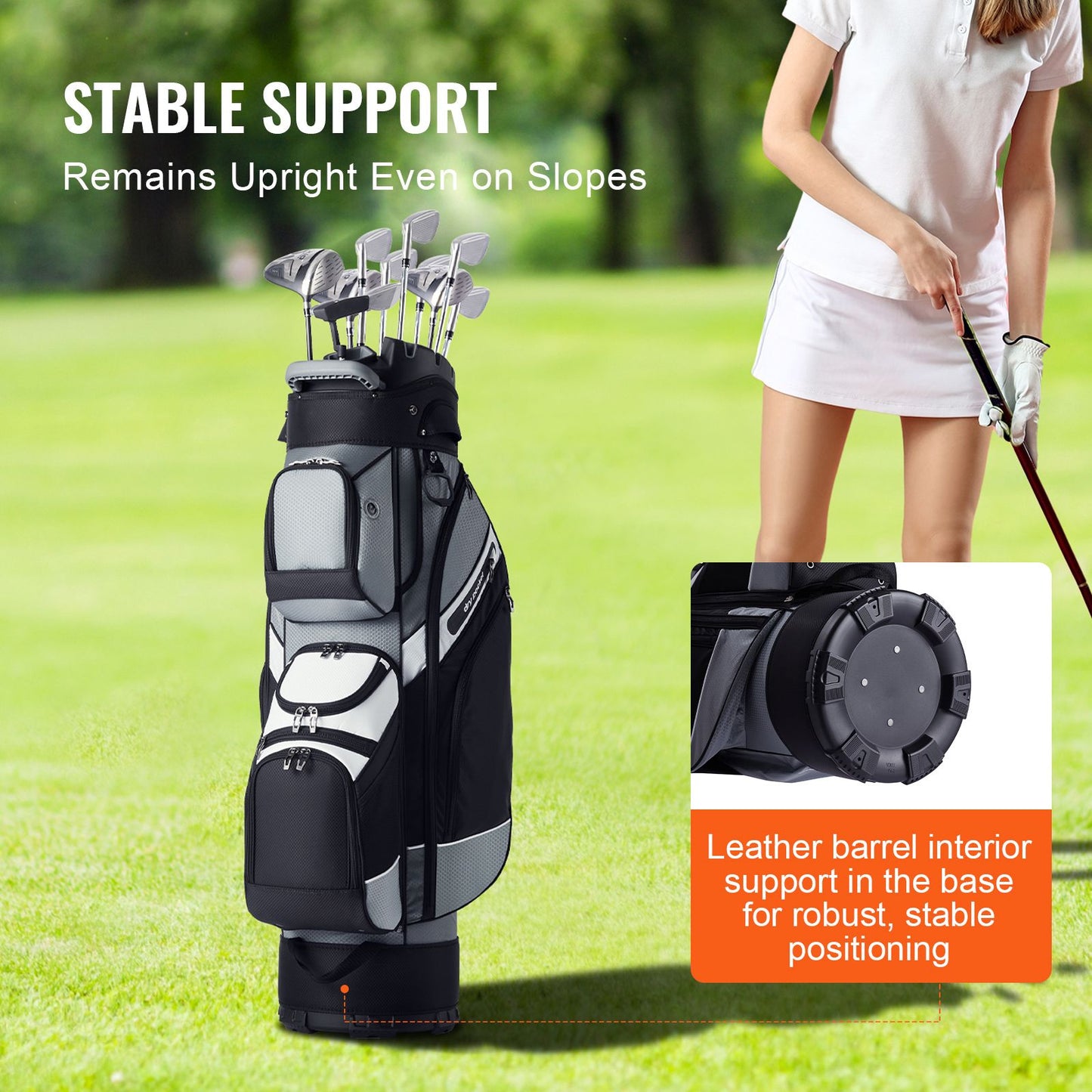 Golf Cart Bag with 14 Way Organizer Divider Top, 41' 13 Pockets Premium Nylon Cart Bag, Durable Golf Bags with Handles & Dust Cover & Detachable Straps for Men & Women, Black Color-Block