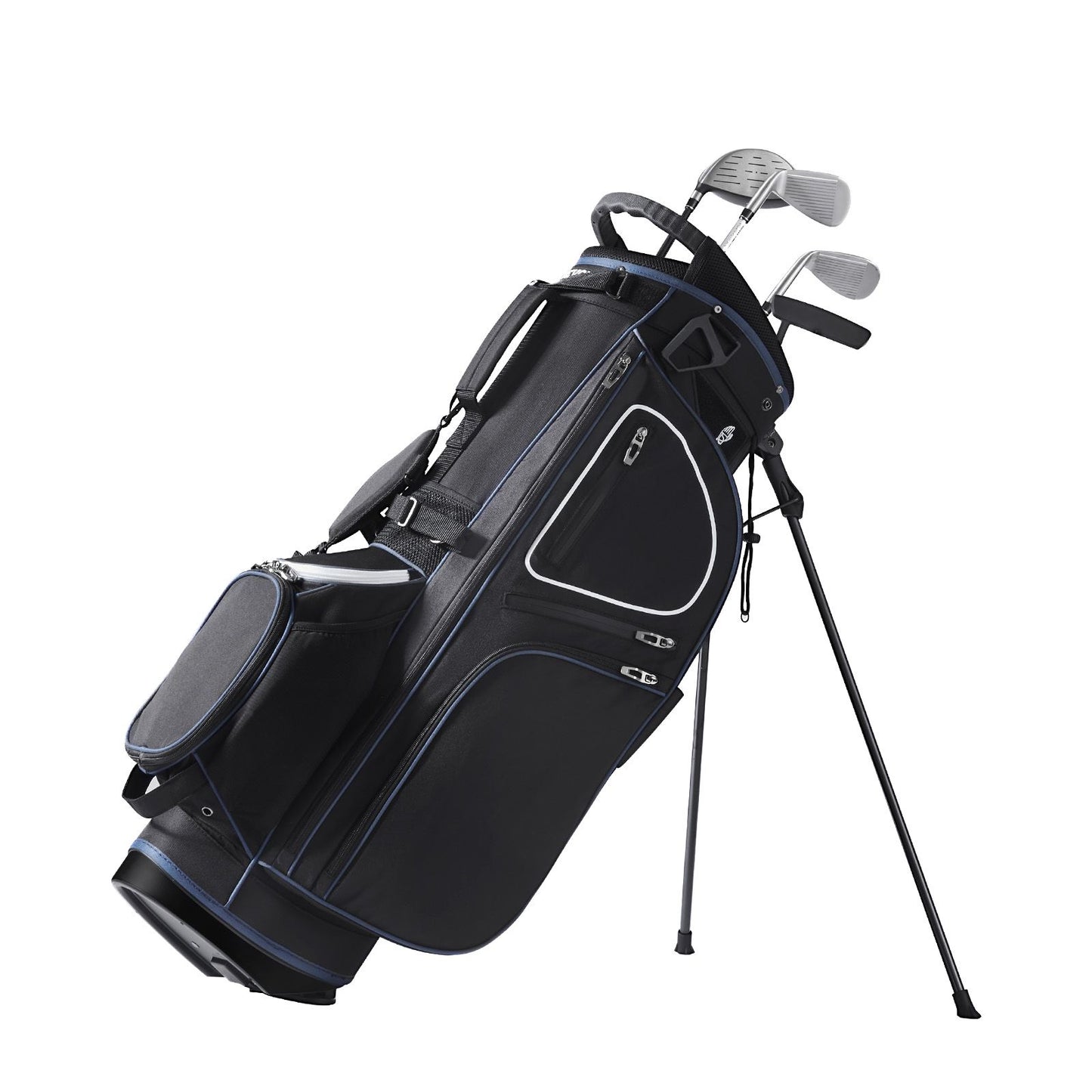 Golf Cart Bag with 14 Way Organizer Divider Top, 35' 11 Pockets Premium Cart Bag with Stand, Durable Golf Bags with Handles & Dust Cover & Detachable Dual Strap for Men & Women, Black White