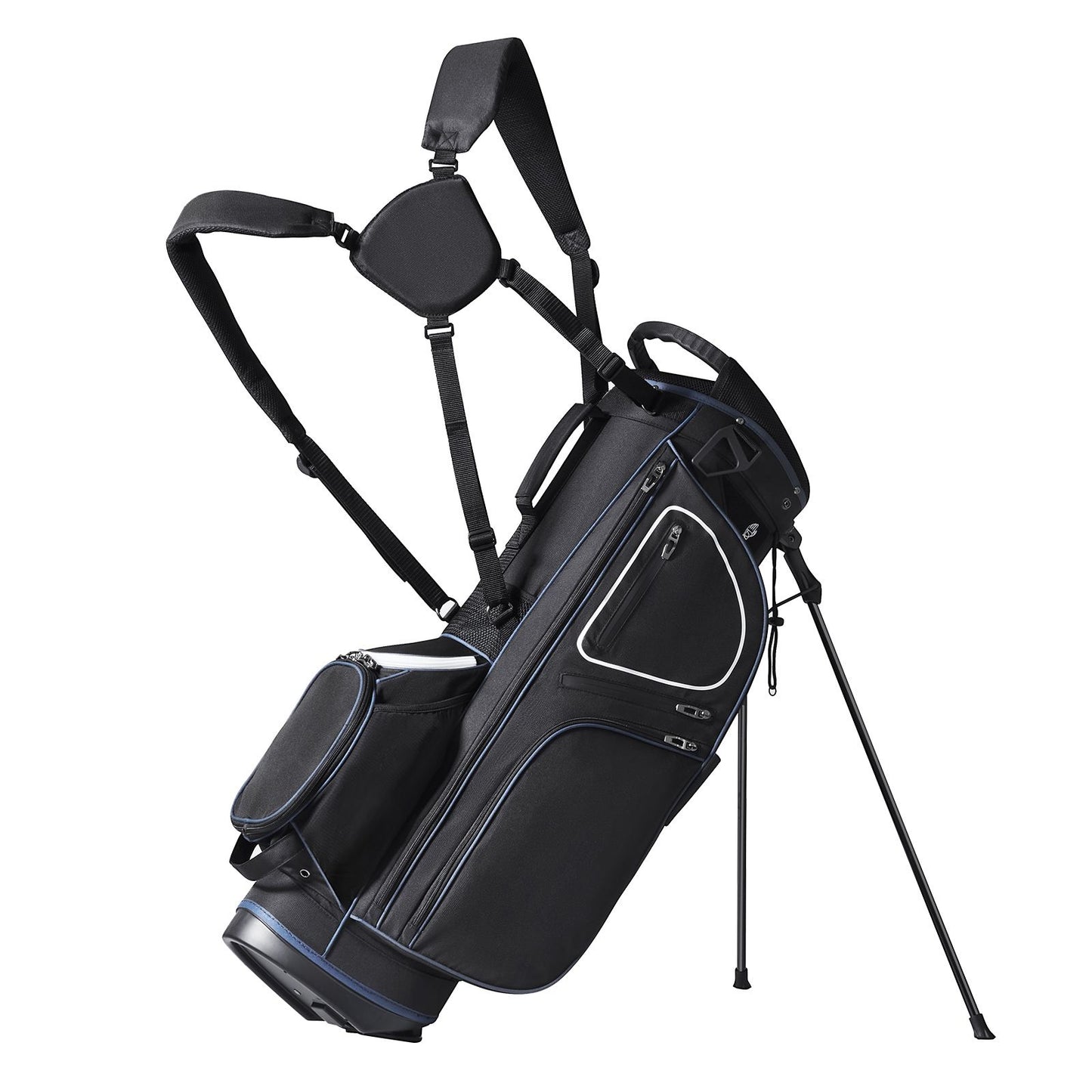 Golf Cart Bag with 14 Way Organizer Divider Top, 35' 11 Pockets Premium Cart Bag with Stand, Durable Golf Bags with Handles & Dust Cover & Detachable Dual Strap for Men & Women, Black White