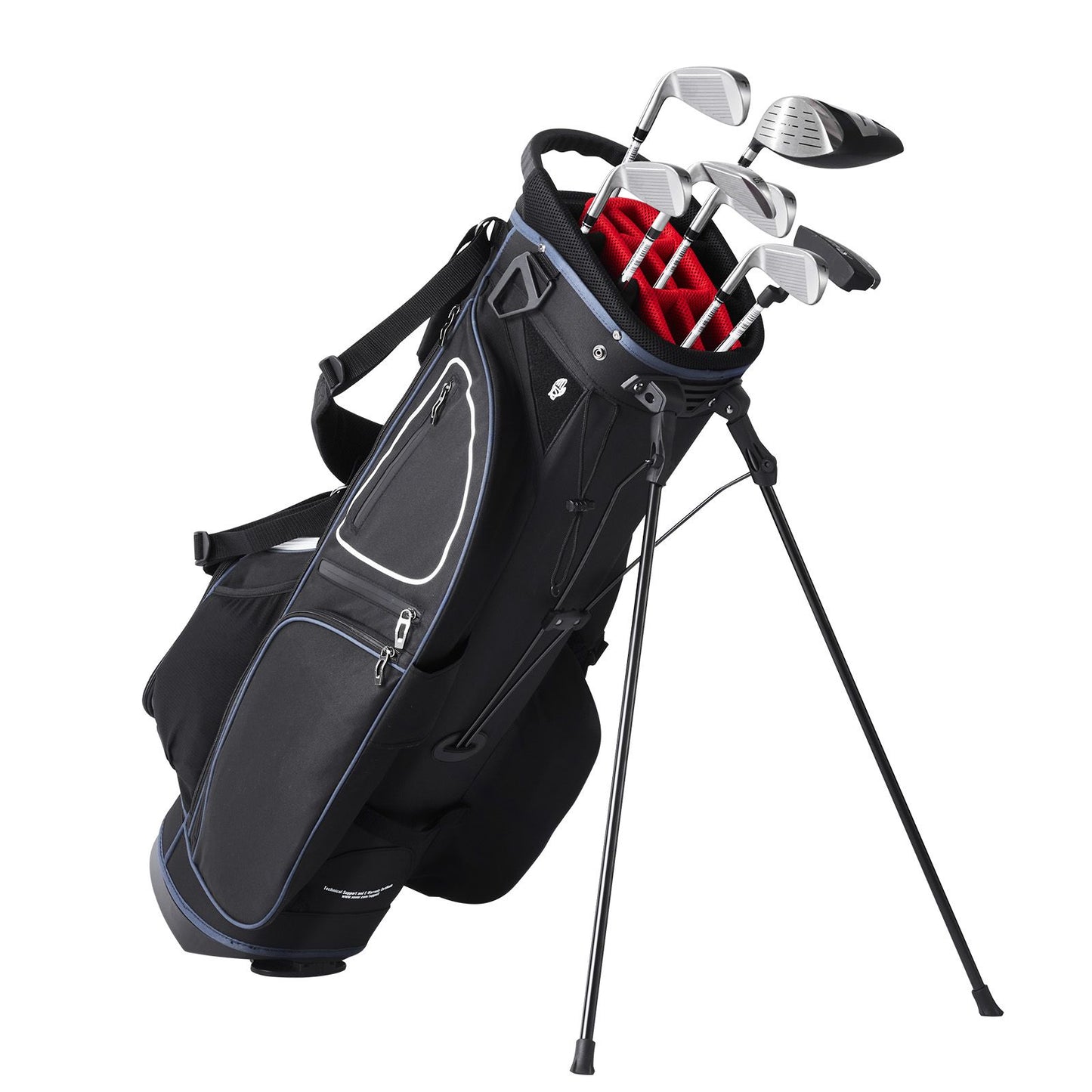 Golf Cart Bag with 14 Way Organizer Divider Top, 35' 11 Pockets Premium Cart Bag with Stand, Durable Golf Bags with Handles & Dust Cover & Detachable Dual Strap for Men & Women, Black White