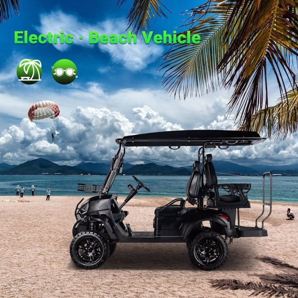 Golf Cart, Golf Car Build in 48V 5000W AC Motor with 18 Inch Off Road Tires, Electric Golf Cart with Independent Suspension for Golf, Hunt, Scenic Spot, Hotel, Beach, School and Farm