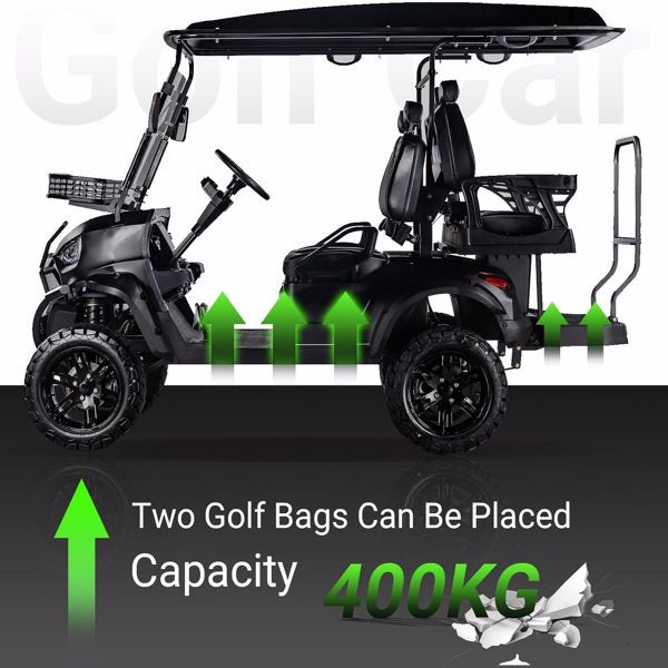 Golf Cart, Golf Car Build in 48V 5000W AC Motor with 18 Inch Off Road Tires, Electric Golf Cart with Independent Suspension for Golf, Hunt, Scenic Spot, Hotel, Beach, School and Farm