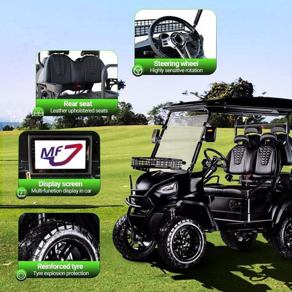 Golf Cart, Golf Car Build in 48V 5000W AC Motor with 18 Inch Off Road Tires, Electric Golf Cart with Independent Suspension for Golf, Hunt, Scenic Spot, Hotel, Beach, School and Farm