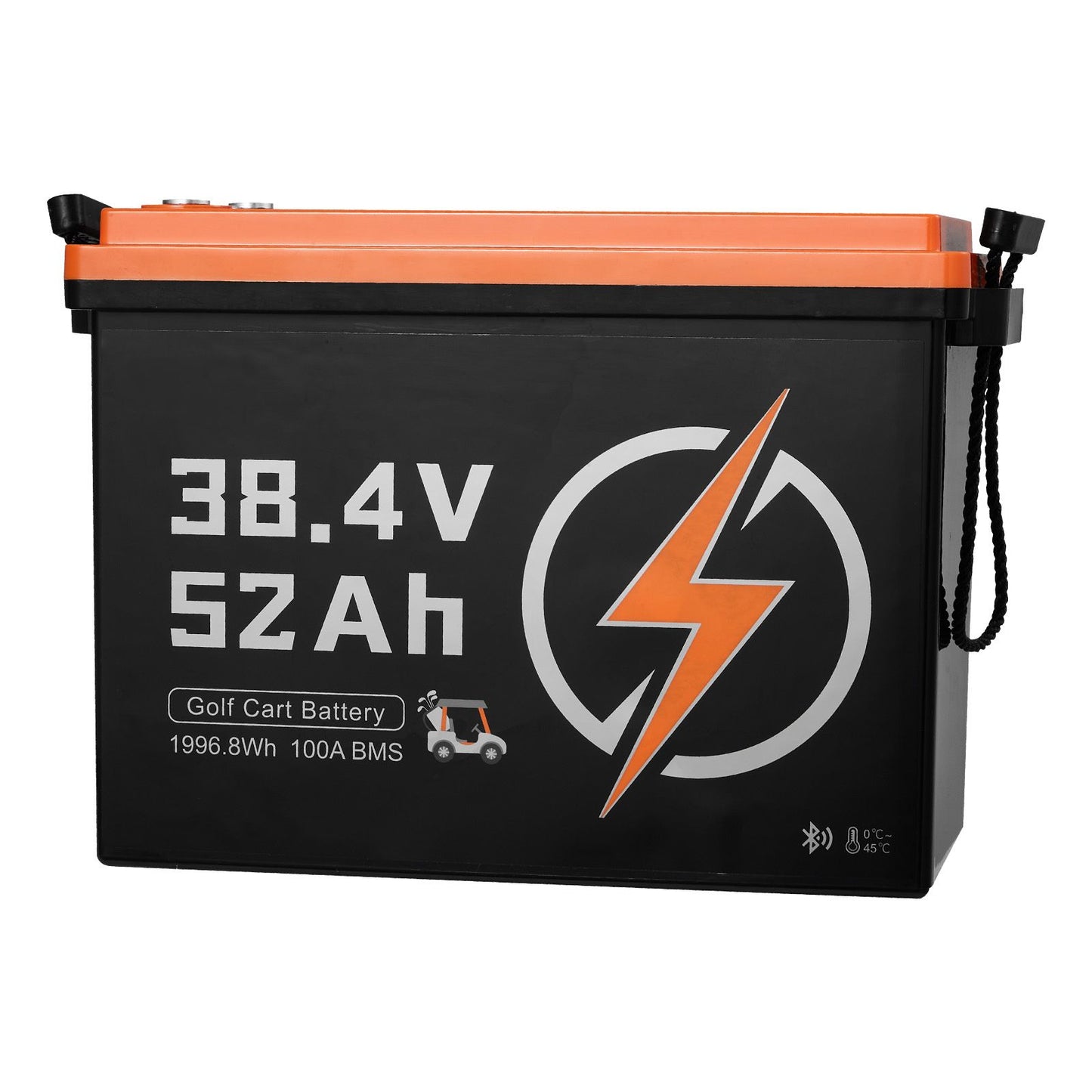 36V (38.4V) 52AH Lithium Golf Cart Battery, with 18A Charger, Lifepo4 Battery Kit, Built-in 100A BMS, 4000 Cycles, 2C Discharge Rate, Bluetooth & Mobile APP, for Golf Carts, Trolling Motors