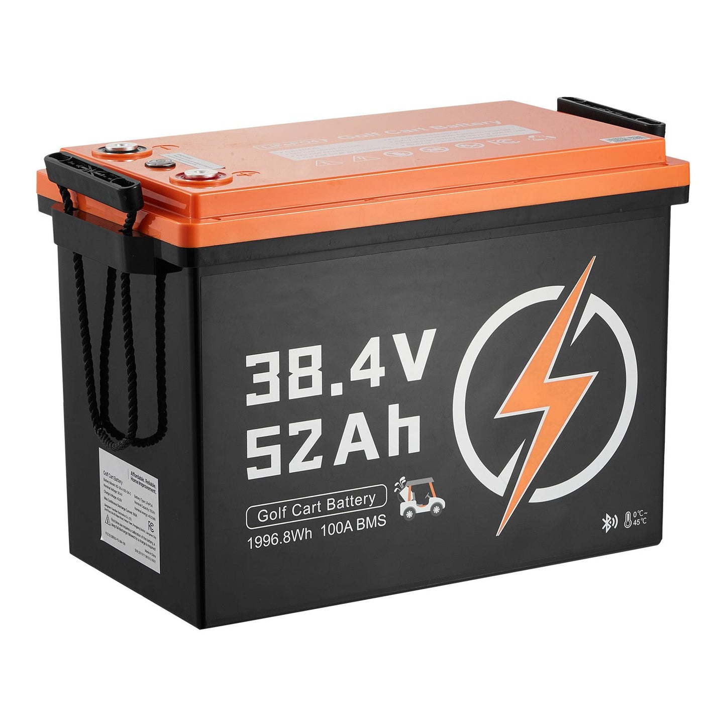36V (38.4V) 52AH Lithium Golf Cart Battery, with 18A Charger, Lifepo4 Battery Kit, Built-in 100A BMS, 4000 Cycles, 2C Discharge Rate, Bluetooth & Mobile APP, for Golf Carts, Trolling Motors