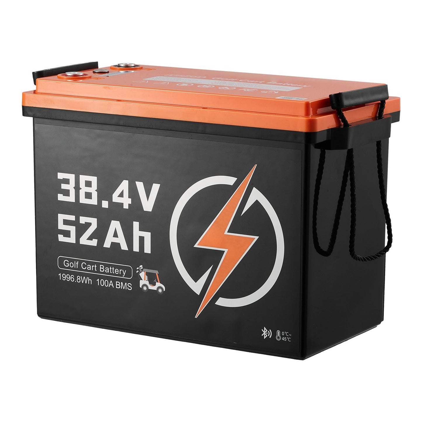 36V (38.4V) 52AH Lithium Golf Cart Battery, with 18A Charger, Lifepo4 Battery Kit, Built-in 100A BMS, 4000 Cycles, 2C Discharge Rate, Bluetooth & Mobile APP, for Golf Carts, Trolling Motors