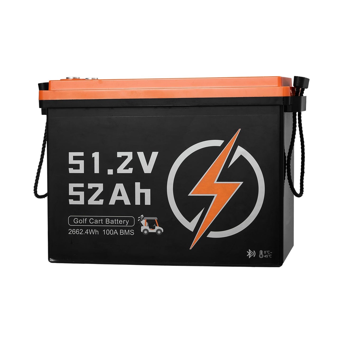 48V (51.2V) 52AH Lithium Golf Cart Battery, with 15A Charger, Lifepo4 Battery Kit, Built-in 100A BMS, 4000 Cycles, 2C Discharge Rate, Bluetooth & Mobile APP, for Golf Carts, Trolling Motors