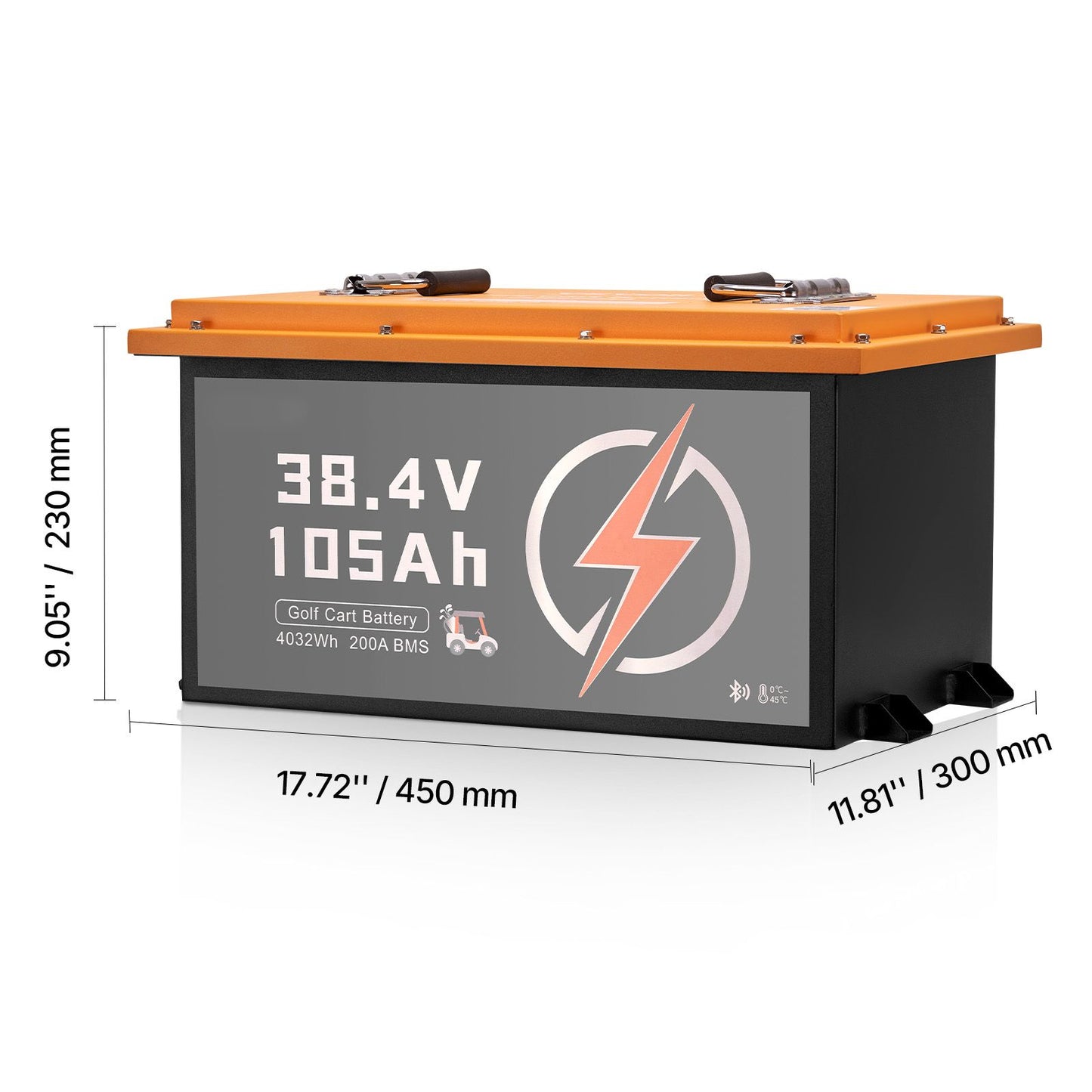 36V 105Ah Golf Cart Lithium Battery, 36 Volt Golf Cart Battery with 200A BMS, Touch Monitor and Mobile APP, LiFePO4 Battery with 600A Peak Current, 20A Charger and 4000+ Cycles, for Golf Carts