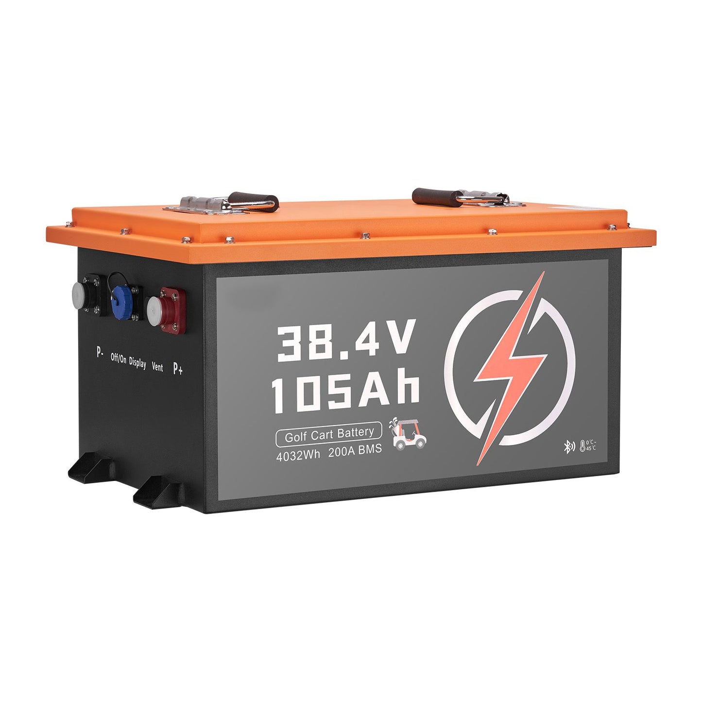 36V 105Ah Golf Cart Lithium Battery, 36 Volt Golf Cart Battery with 200A BMS, Touch Monitor and Mobile APP, LiFePO4 Battery with 600A Peak Current, 20A Charger and 4000+ Cycles, for Golf Carts