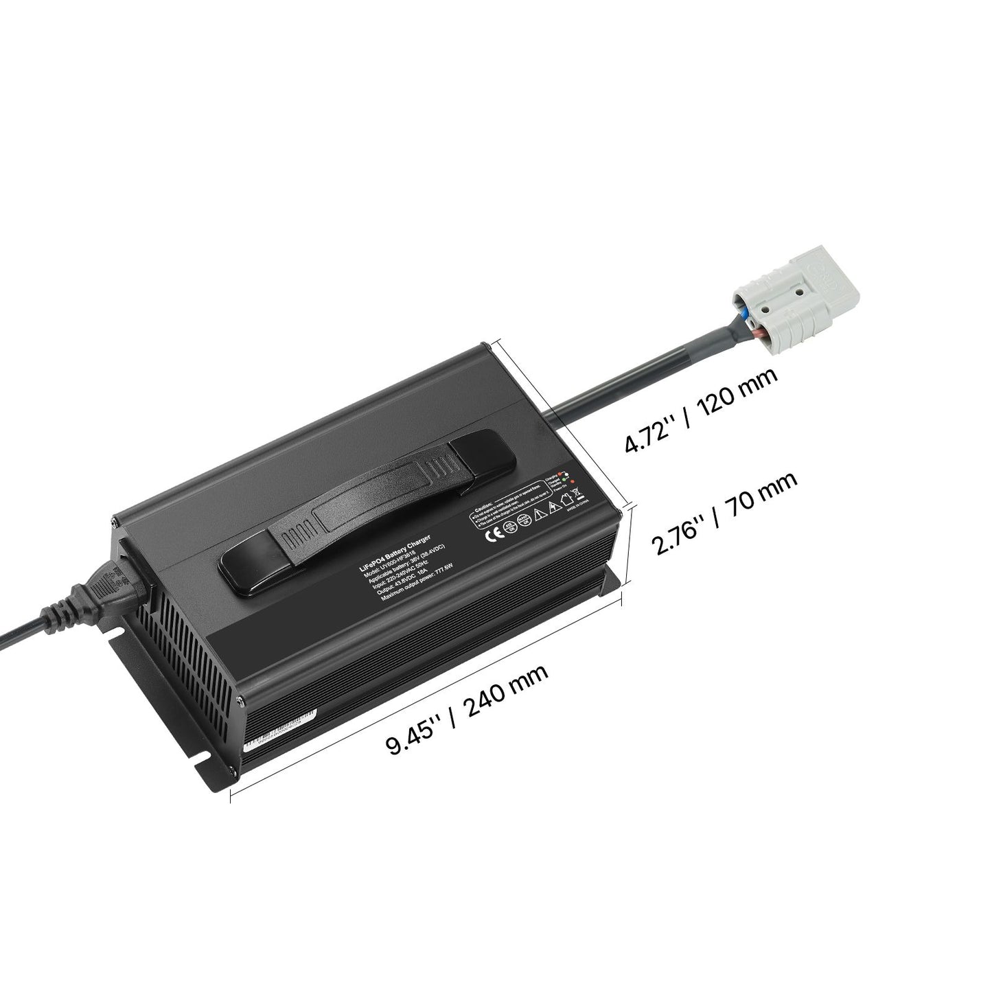 36V 18A Lithium Battery Charger, 43.8V, AC-DC LiFePO4 Smart Charger, with Anderson Connector, LED Indicator, 0V Activation, for Lithium LiFePO4 Deep Cycle Rechargeable Batteries of Boat, RV