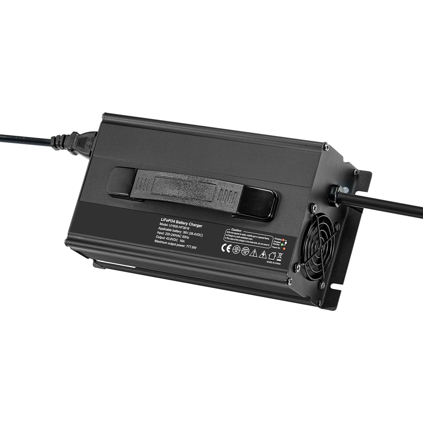 36V 18A Lithium Battery Charger, 43.8V, AC-DC LiFePO4 Smart Charger, with Anderson Connector, LED Indicator, 0V Activation, for Lithium LiFePO4 Deep Cycle Rechargeable Batteries of Boat, RV