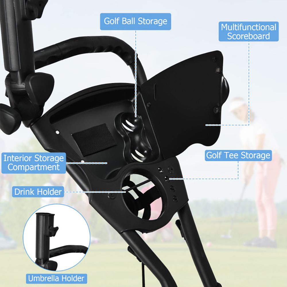 1PC 3 Wheels Folding Golf Push Cart with Storage Bag and Scoreboard