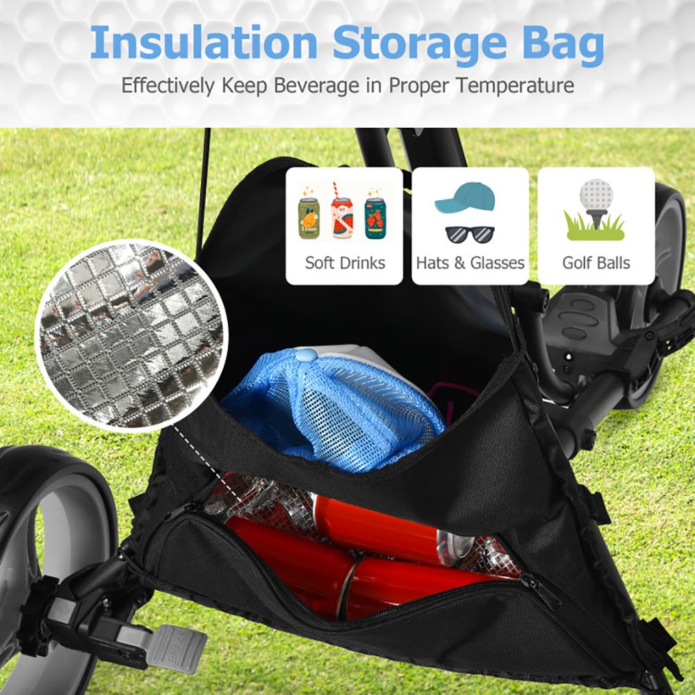 1PC 3 Wheels Folding Golf Push Cart with Storage Bag and Scoreboard