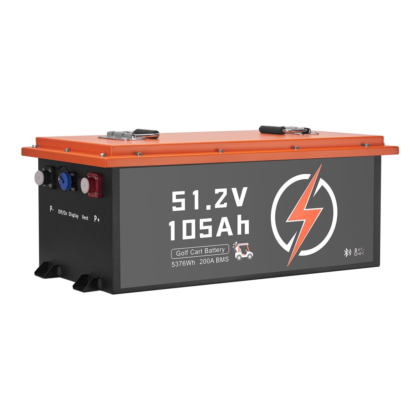 48V 105Ah Golf Cart Lithium Battery, 48 Volt Golf Cart Battery with 200A BMS, Touch Monitor and Mobile APP, LiFePO4 Battery with 600A Peak Current, 20A Charger and 4000+ Cycles, for Golf Carts