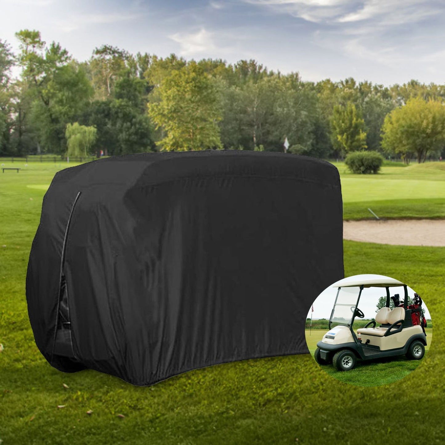 Universal 4 Passengers Golf Cart Cover 210D Water-Resistant UV-Resistant Outdoor Cover Fits For EZGO Club Car Yamaha